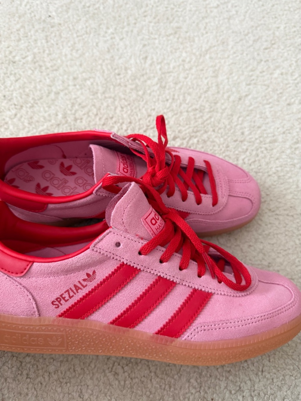 adidas Pink and Red Spezial worn once - Picture 2 of 4